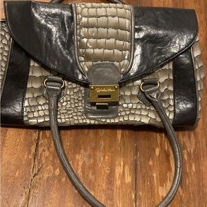Stella & Max Black and Gray Croc-Embossed Tote